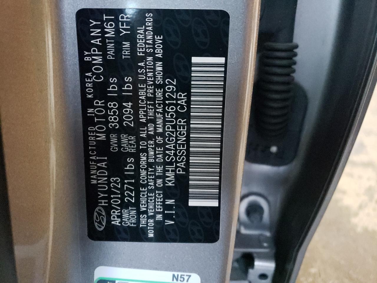 2023 HYUNDAI ELANTRA SEL VIN:KMHLS4AG2PU561292