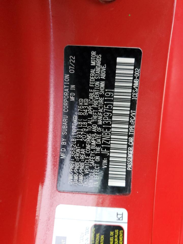 2023 TOYOTA GR 86 PREMIUM VIN:JF1ZNBE13P9751191