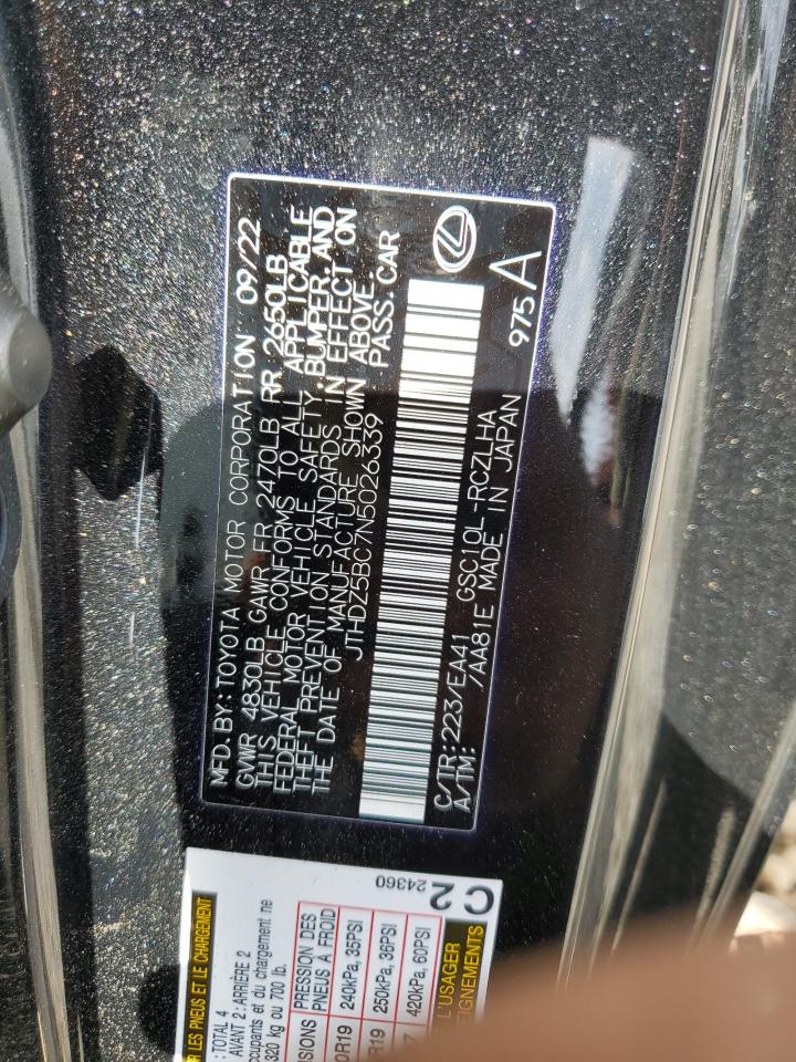 2022 LEXUS RC 350 BASE VIN:JTHDZ5BC7N5026339