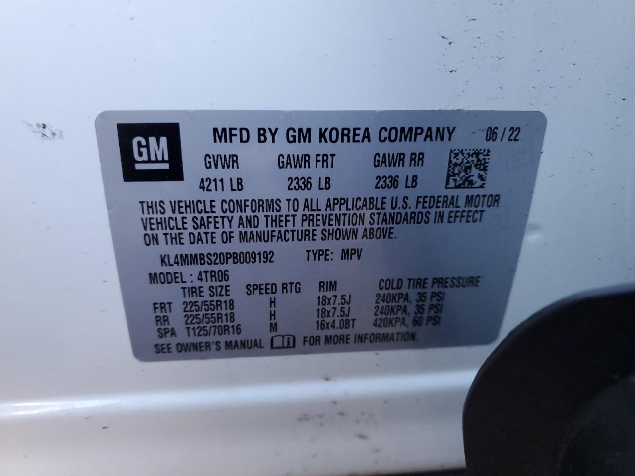 2023 BUICK ENCORE GX PREFERRED VIN:KL4MMBS20PB009192