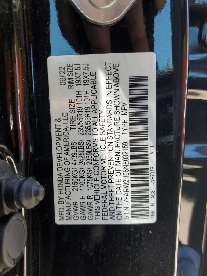 2022 HONDA CR-V TOURING VIN:7FARW2H96NE032159