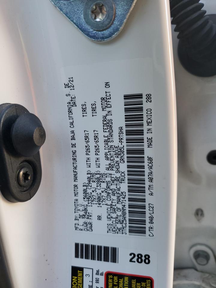 2022 TOYOTA TACOMA DOUBLE CAB VIN:3TMCZ5AN8NM471425