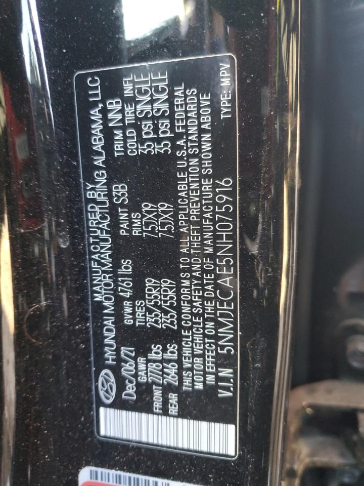 2022 HYUNDAI TUCSON LIMITED VIN:5NMJECAE5NH075916