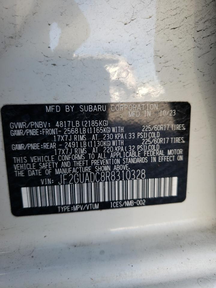 2024 SUBARU CROSSTREK PREMIUM VIN:JF2GUADC8R8310328