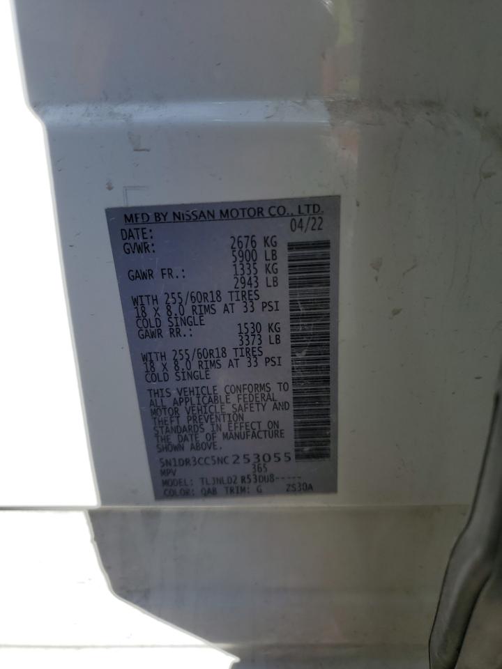 2022 NISSAN PATHFINDER SL VIN:5N1DR3CC5NC253055