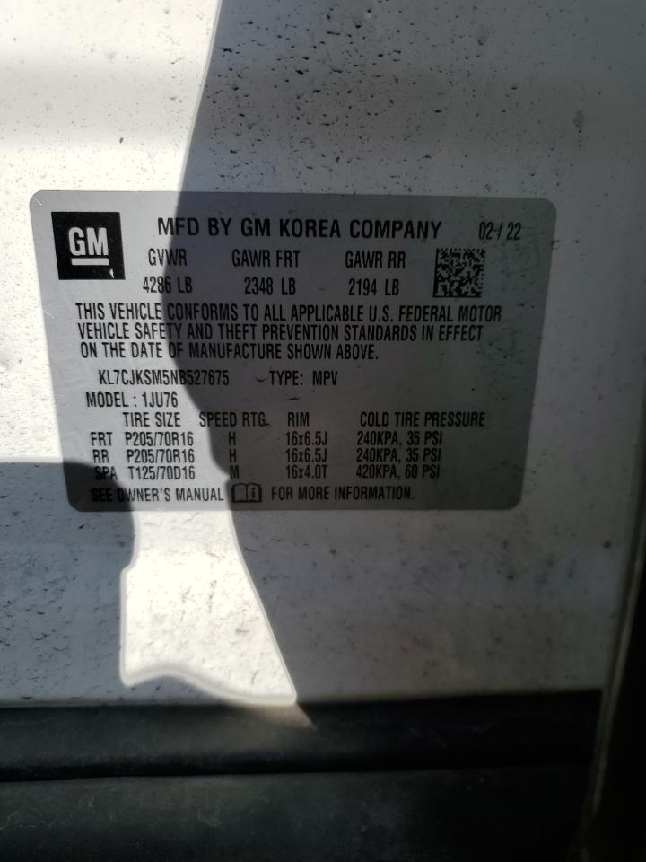 2022 CHEVROLET TRAX LS VIN:KL7CJKSM5NB527675