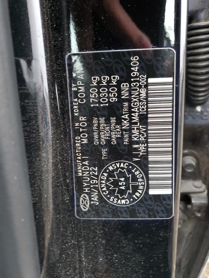 2022 HYUNDAI ELANTRA SEL VIN:KMHLM4AGXNU319406