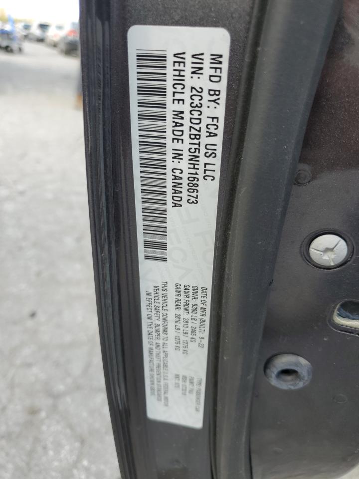 2022 DODGE CHALLENGER R/T VIN:2C3CDZBT5NH168673