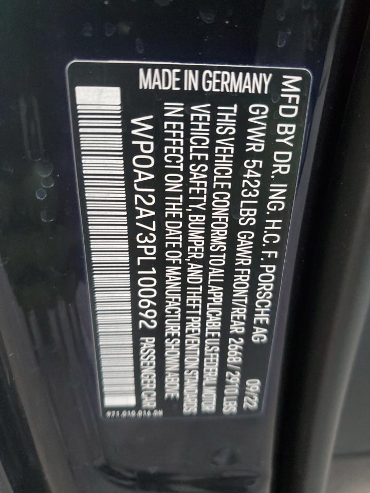 2023 PORSCHE PANAMERA BASE VIN:WP0AJ2A73PL100692