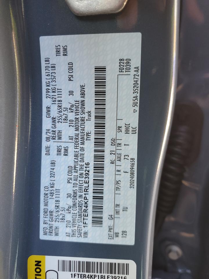 2024 FORD RANGER LARIAT VIN:1FTER4KP1RLE39216