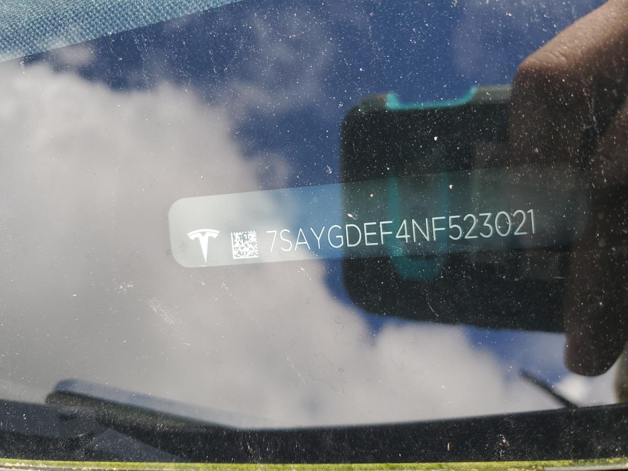 2022 TESLA MODEL Y VIN:7SAYGDEF4NF523021