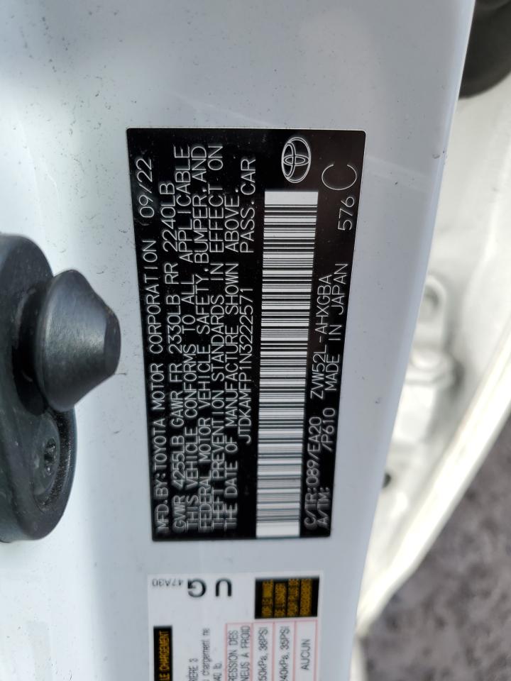 2022 TOYOTA PRIUS PRIME LE VIN:JTDKAMFP1N3222571