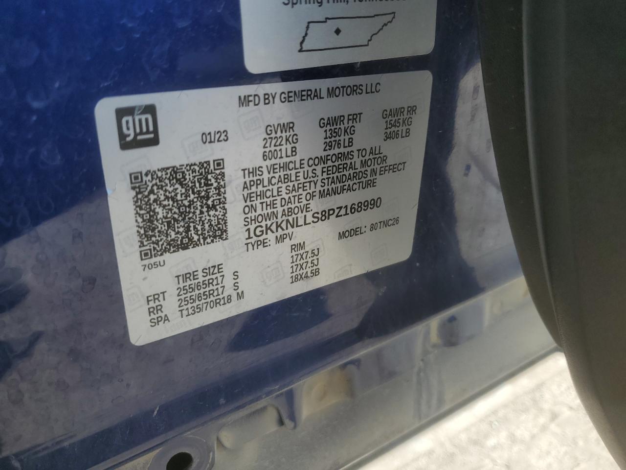 2023 GMC ACADIA AT4 VIN:1GKKNLLS8PZ168990