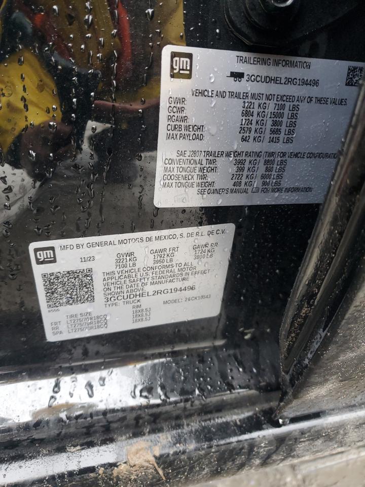 2024 CHEVROLET SILVERADO K1500 ZR2 VIN:3GCUDHEL2RG194496