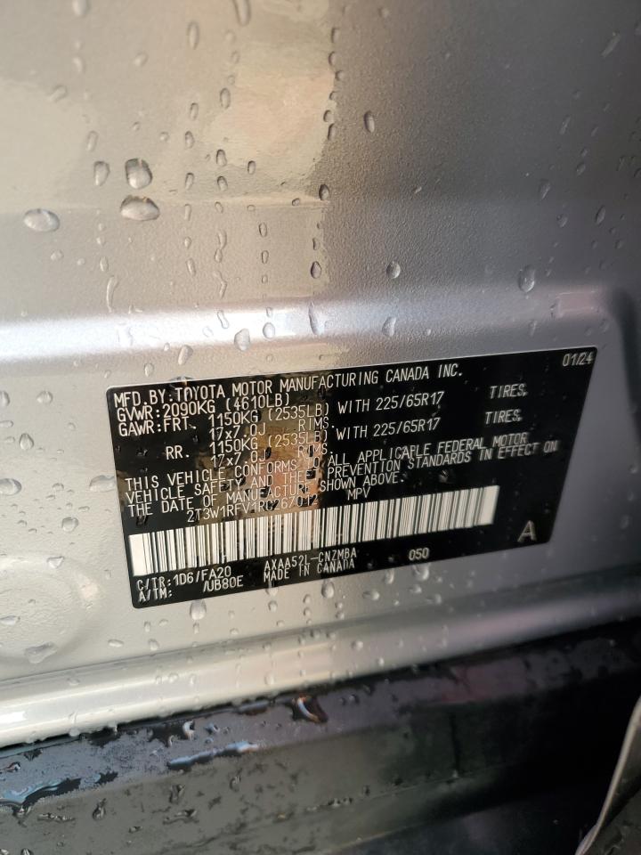 2024 TOYOTA RAV4 XLE VIN:2T3W1RFV1RC267012