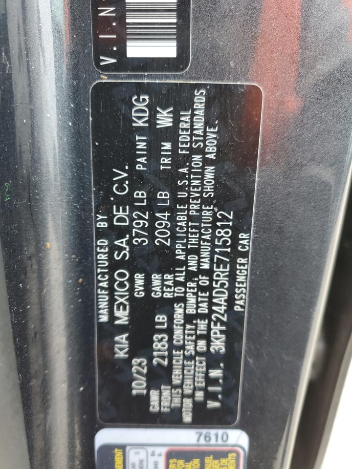 2024 KIA FORTE LX VIN:3KPF24AD5RE715812