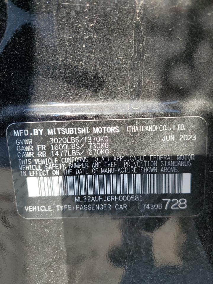 2024 MITSUBISHI MIRAGE ES VIN:ML32AUHJ6RH000581