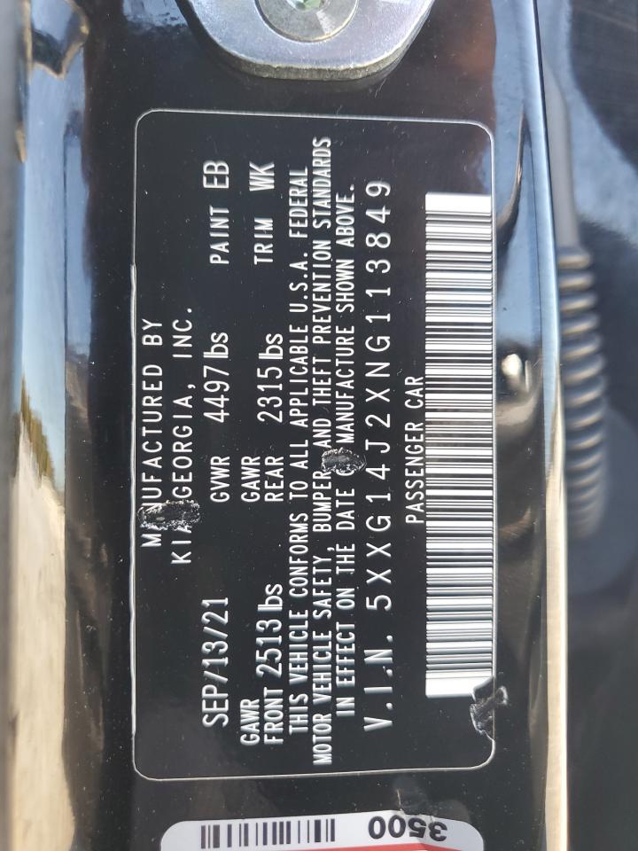 2022 KIA K5 LXS VIN:5XXG14J2XNG113849