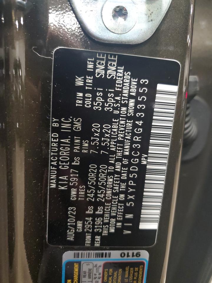 2024 KIA TELLURIDE SX VIN:5XYP5DGC3RG433553