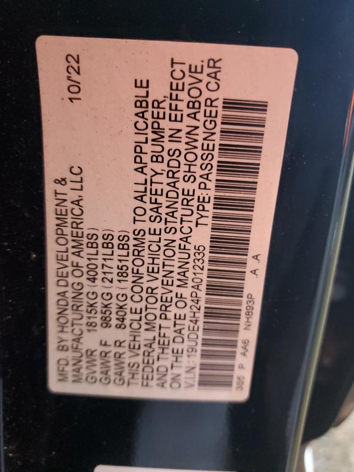 2023 ACURA INTEGRA VIN:19UDE4H24PA012335