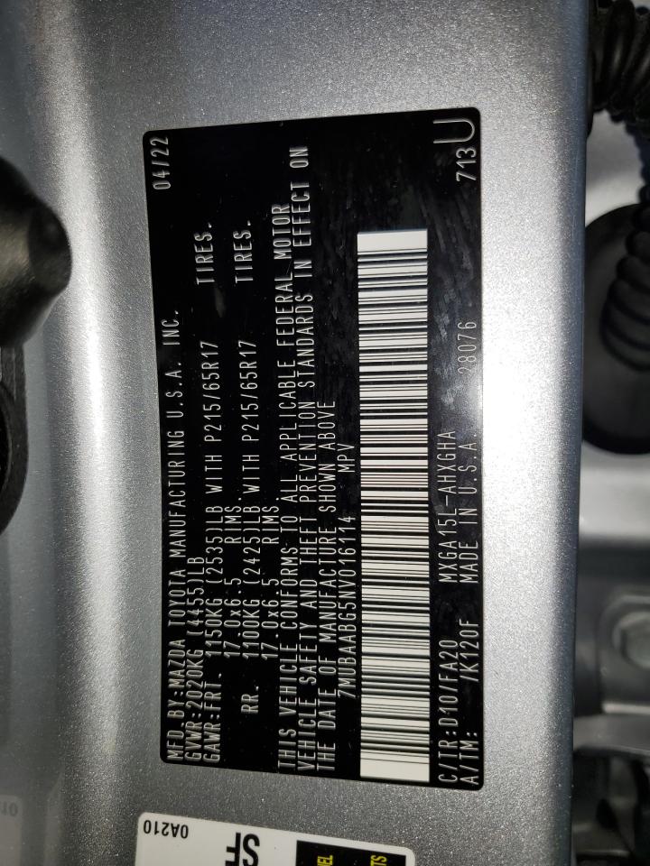 2022 TOYOTA COROLLA CROSS LE VIN:7MUBAABG5NV016114