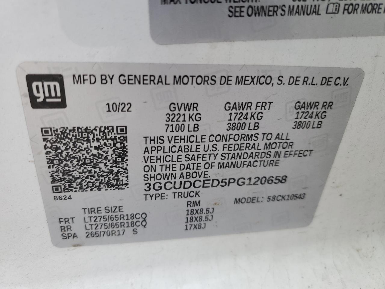 2023 CHEVROLET SILVERADO K1500 TRAIL BOSS CUSTOM VIN:3GCUDCED5PG120658