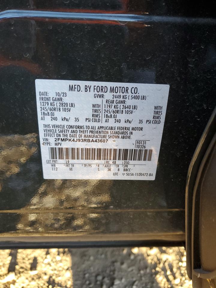 2024 FORD EDGE SEL VIN:2FMPK4J93RBA43607