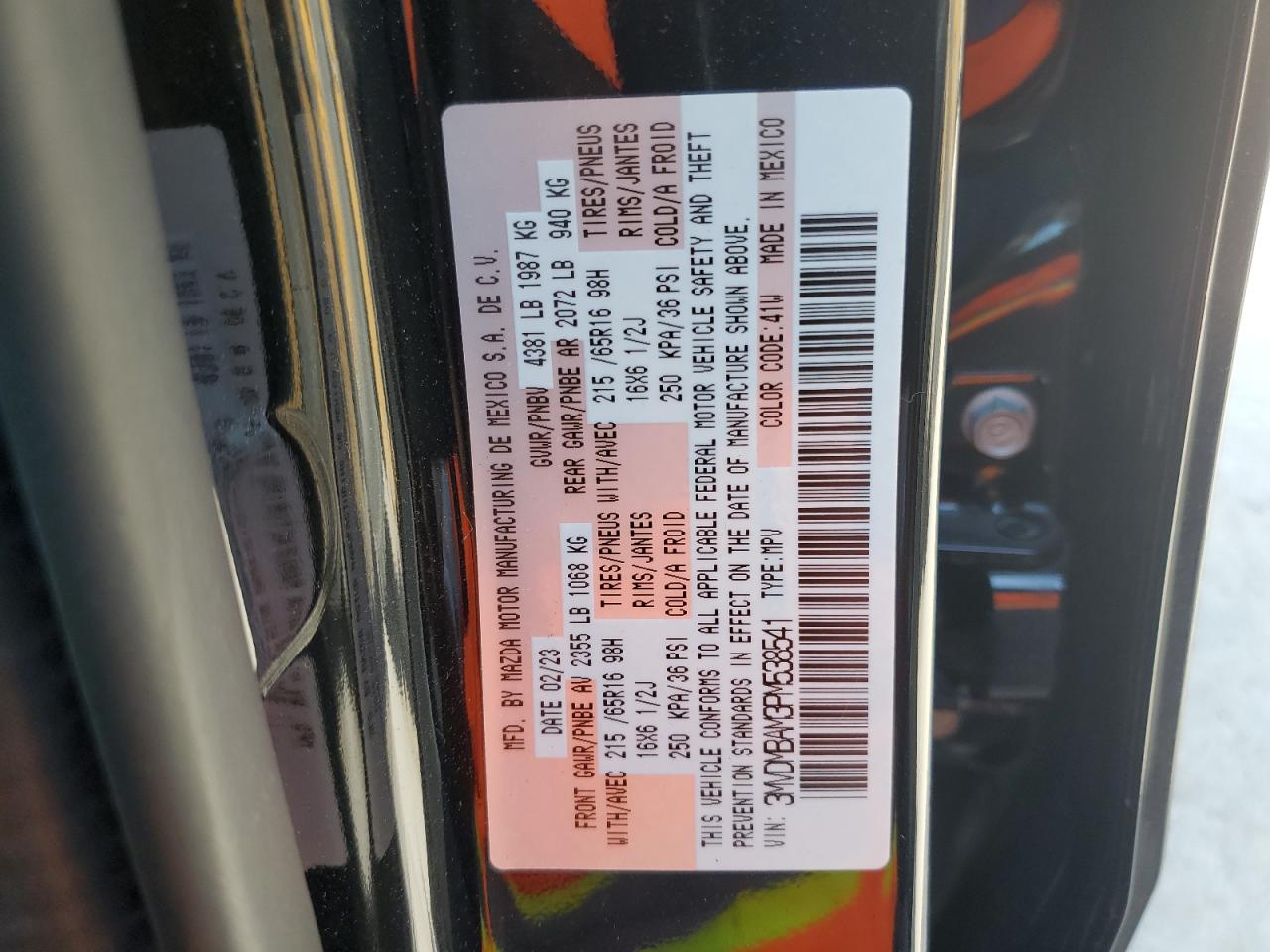 2023 MAZDA CX-30 VIN:3MVDMBAM3PM538541