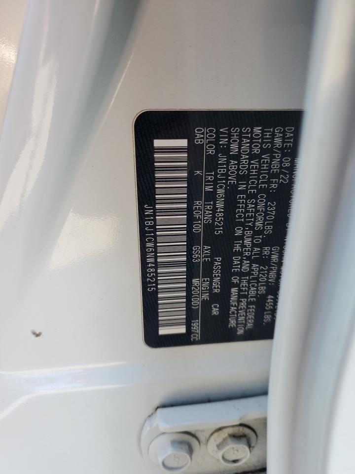 2022 NISSAN ROGUE SPORT SL VIN:JN1BJ1CW6NW485215