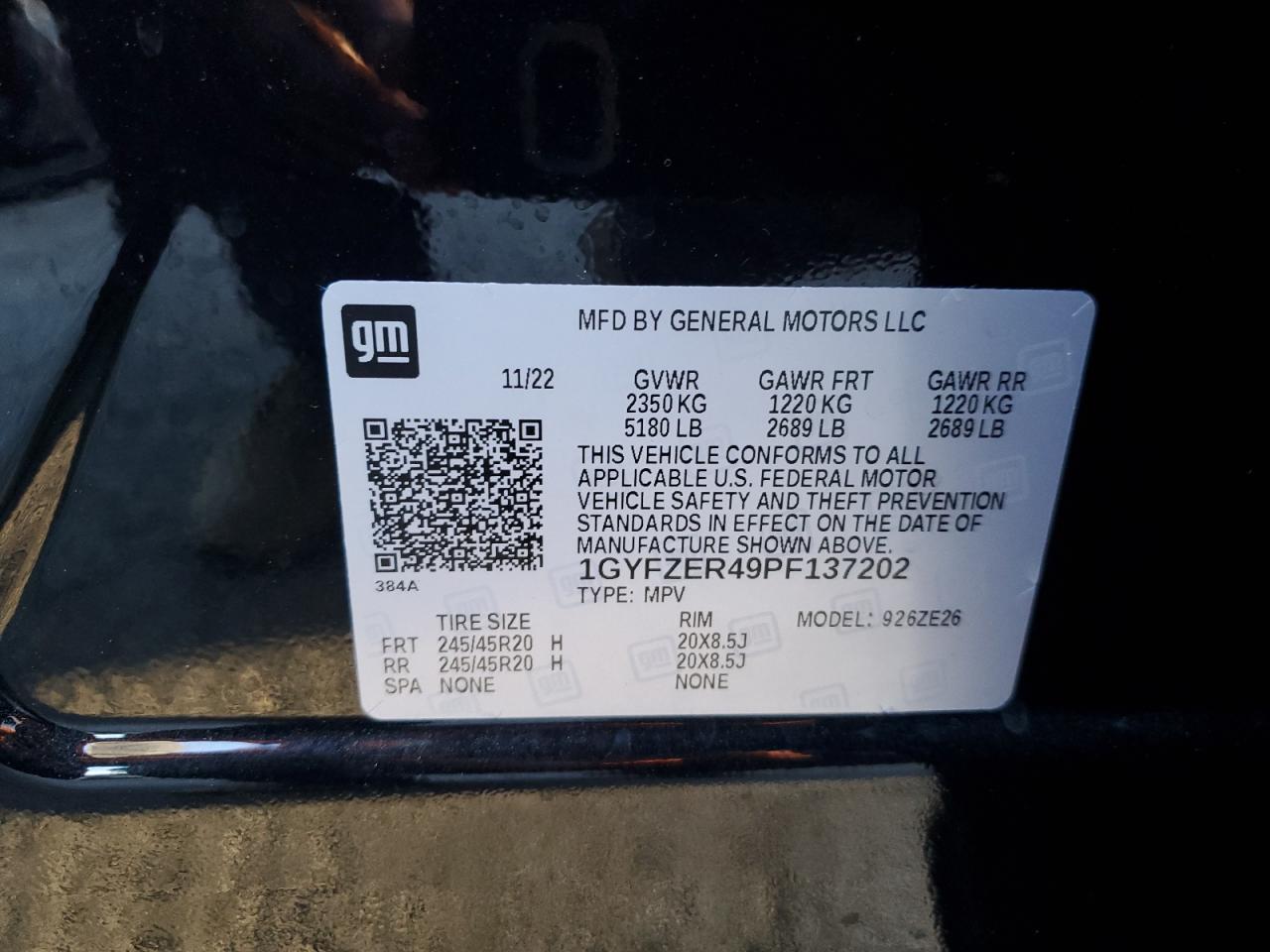 2023 CADILLAC XT4 SPORT VIN:1GYFZER49PF137202