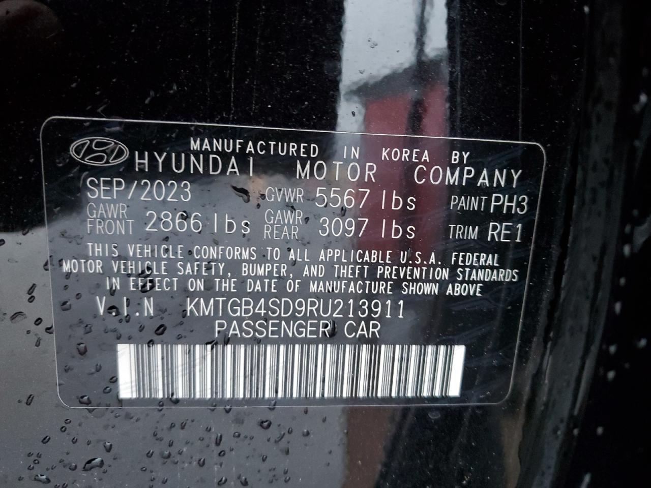 2024 GENESIS G80 SPORT VIN:KMTGB4SD9RU213911