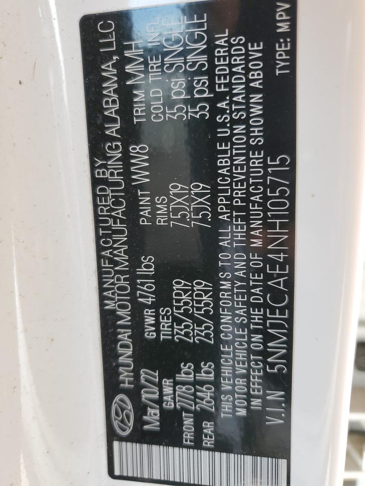 2022 HYUNDAI TUCSON LIMITED VIN:5NMJECAE4NH105715