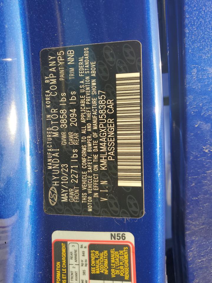 2023 HYUNDAI ELANTRA SEL VIN:KMHLM4AGXPU583857