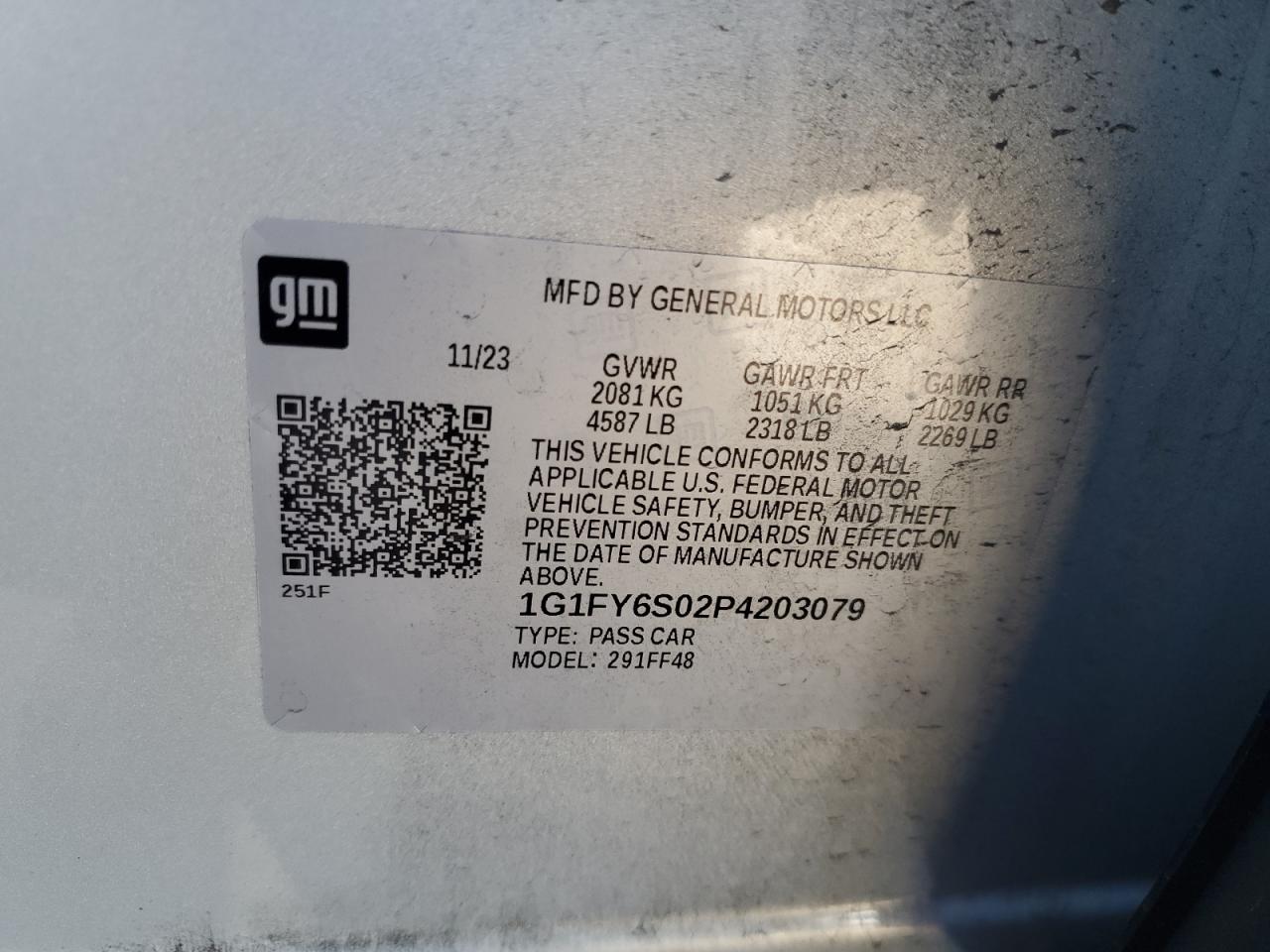 2023 CHEVROLET BOLT EUV LT VIN:1G1FY6S02P4203079