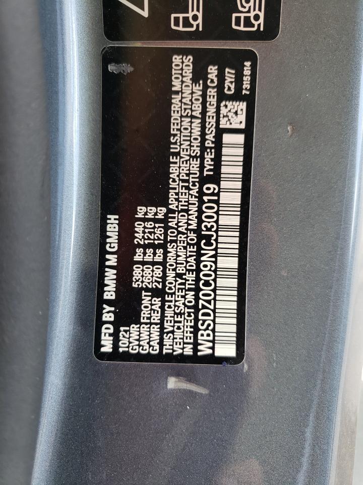 2022 BMW M8 VIN:WBSDZ0C09NCJ30019