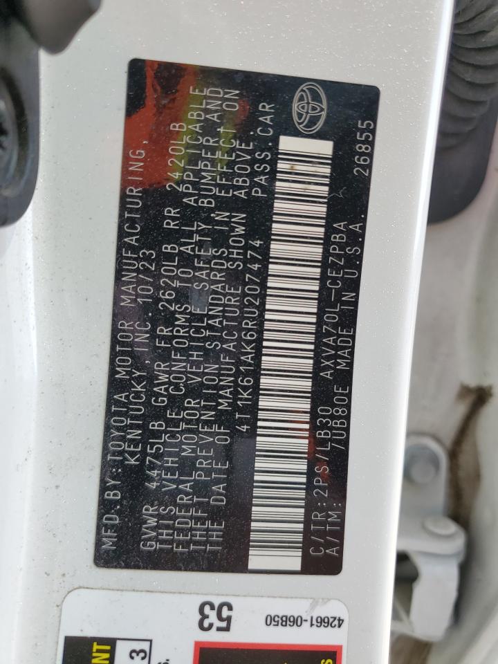 2024 TOYOTA CAMRY XSE VIN:4T1K61AK6RU207474