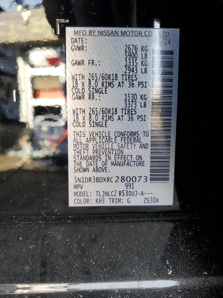 2024 NISSAN PATHFINDER ROCK CREEK VIN:5N1DR3BDXRC280073