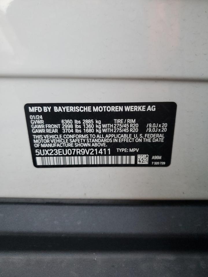 2024 BMW X5 XDRIVE40I VIN:5UX23EU07R9V21411