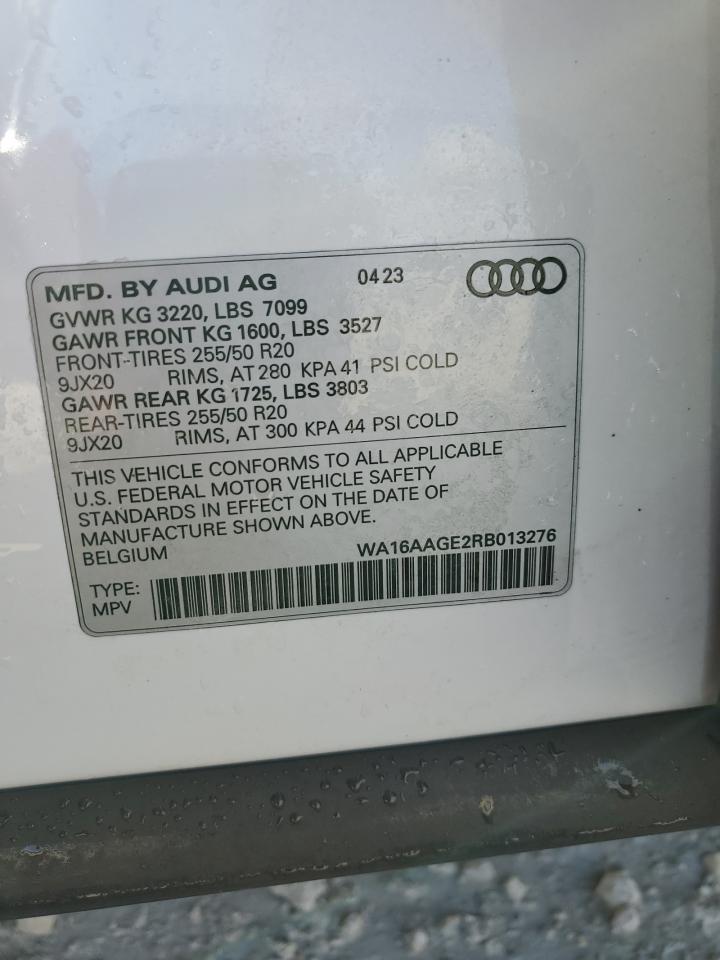 2024 AUDI Q8 E-TRON PRESTIGE VIN:WA16AAGE2RB013276