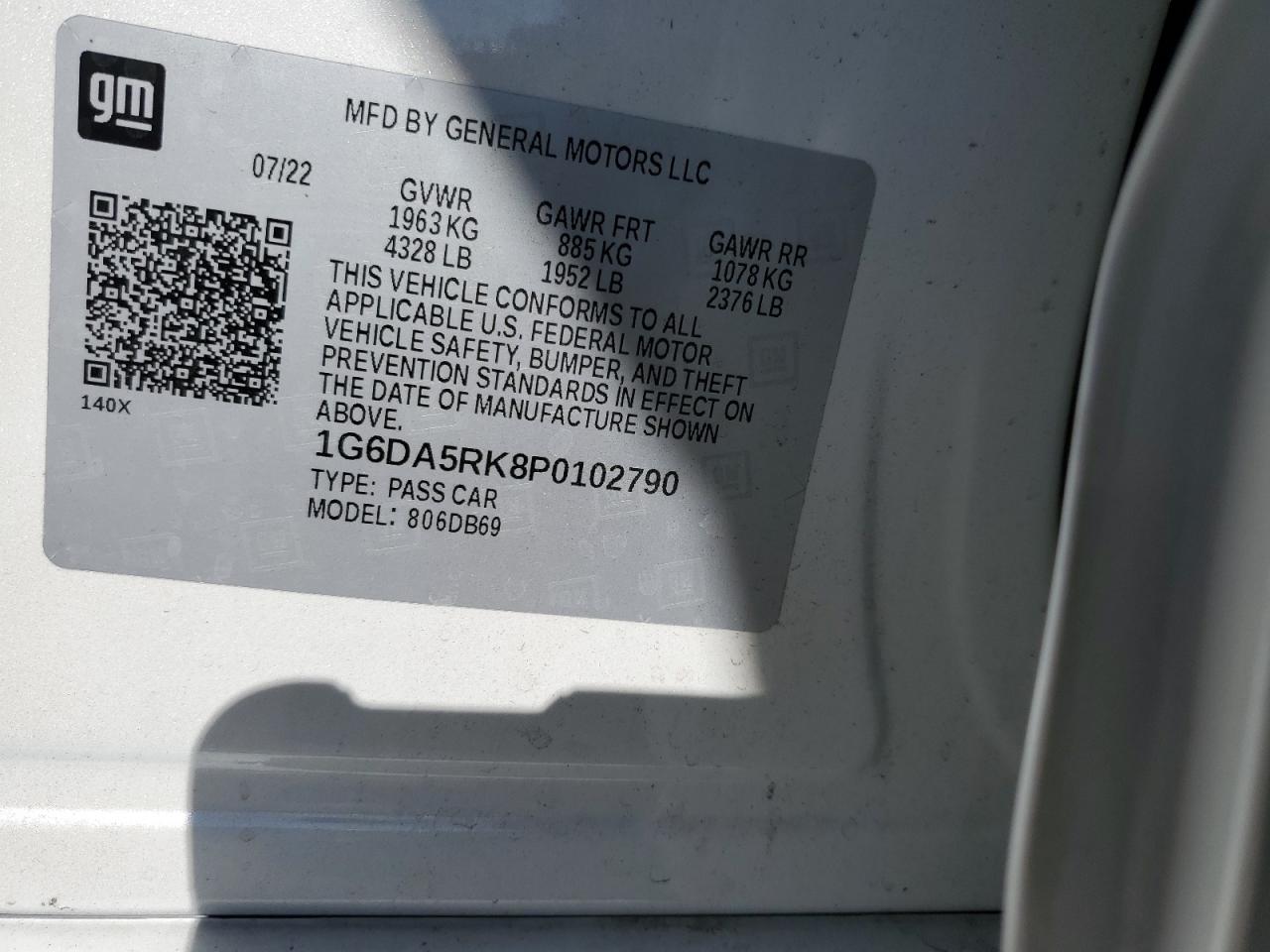 2023 CADILLAC CT4 LUXURY VIN:1G6DA5RK8P0102790