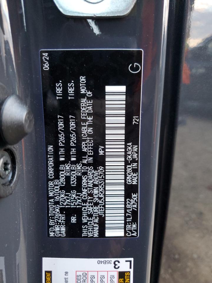 2024 TOYOTA 4RUNNER SR5 VIN:JTEFU5JR2R5315709