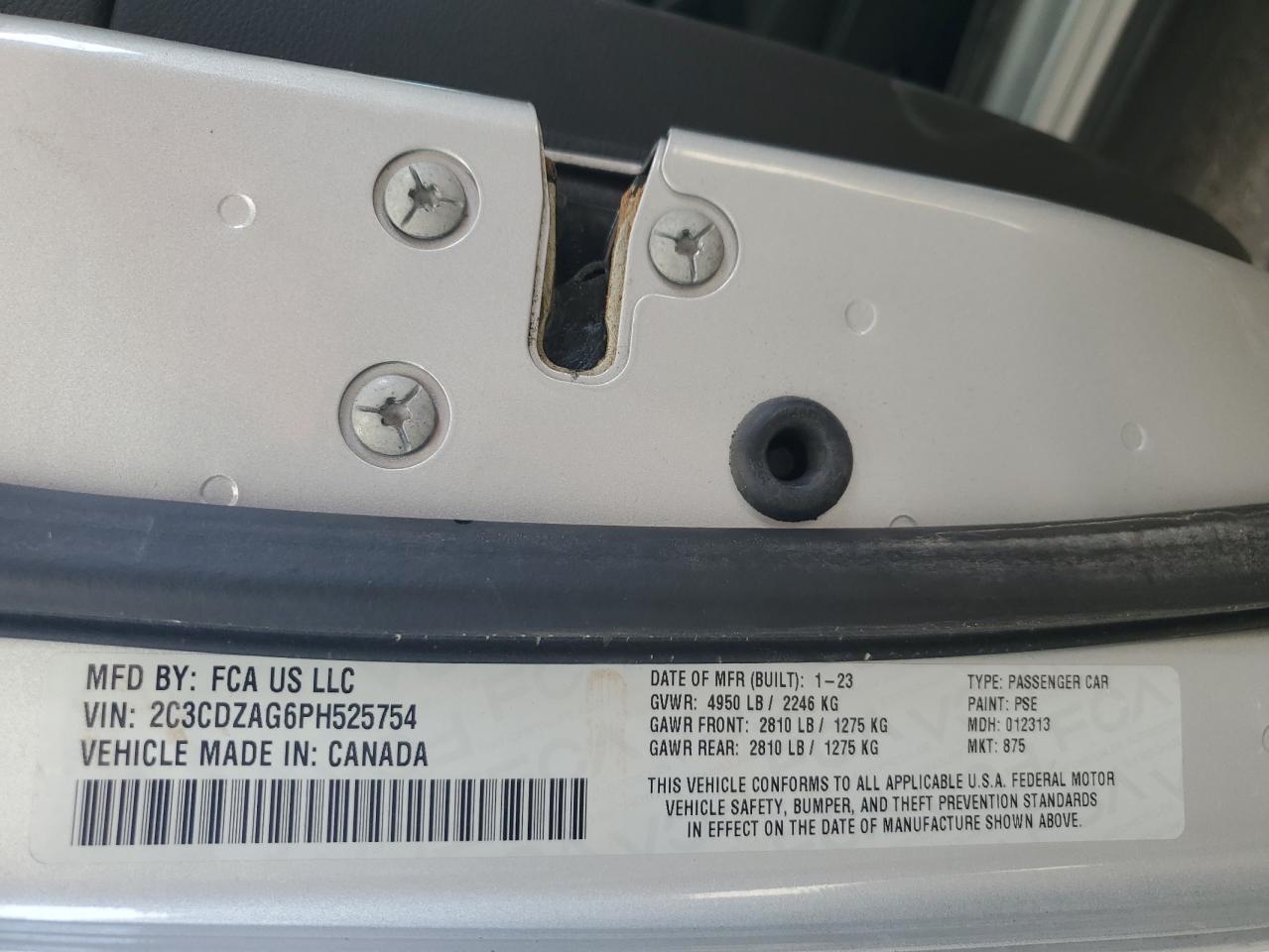 2023 DODGE CHALLENGER SXT VIN:2C3CDZAG6PH525754