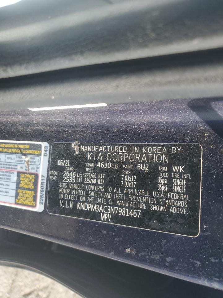 2022 KIA SPORTAGE LX VIN:KNDPM3AC3N7981467