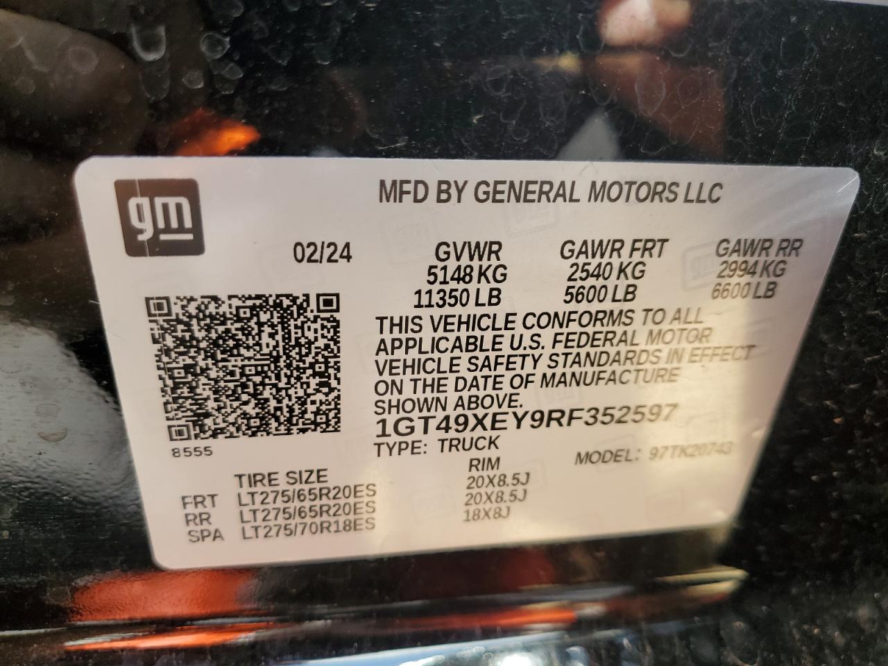 2024 GMC SIERRA K2500 DENALI ULTIMATE VIN:1GT49XEY9RF352597