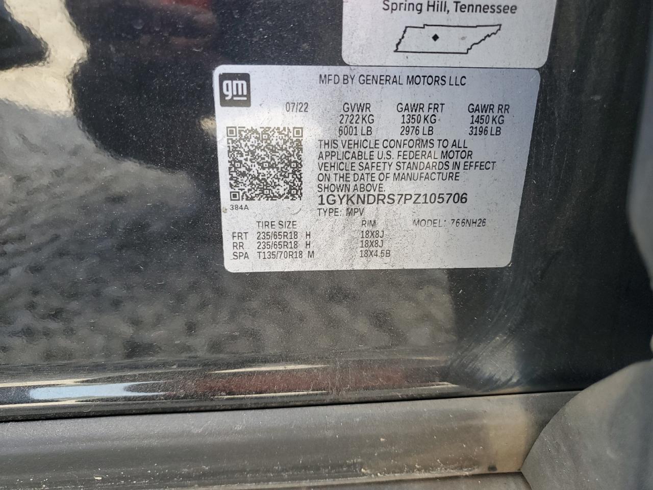 2023 CADILLAC XT5 PREMIUM LUXURY VIN:1GYKNDRS7PZ105706