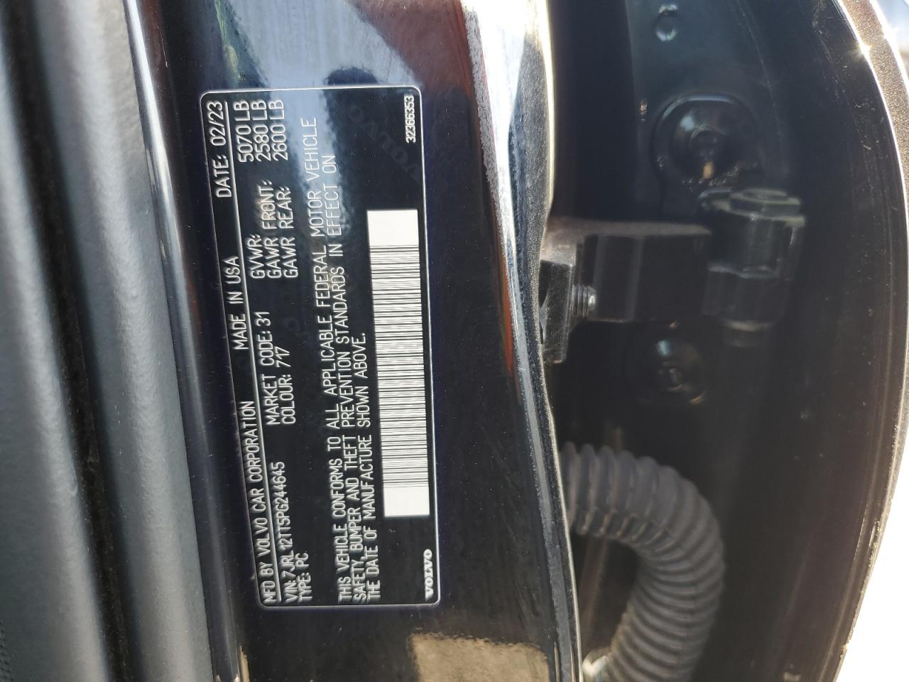 2023 VOLVO S60 PLUS VIN:7JRL12TT5PG244645