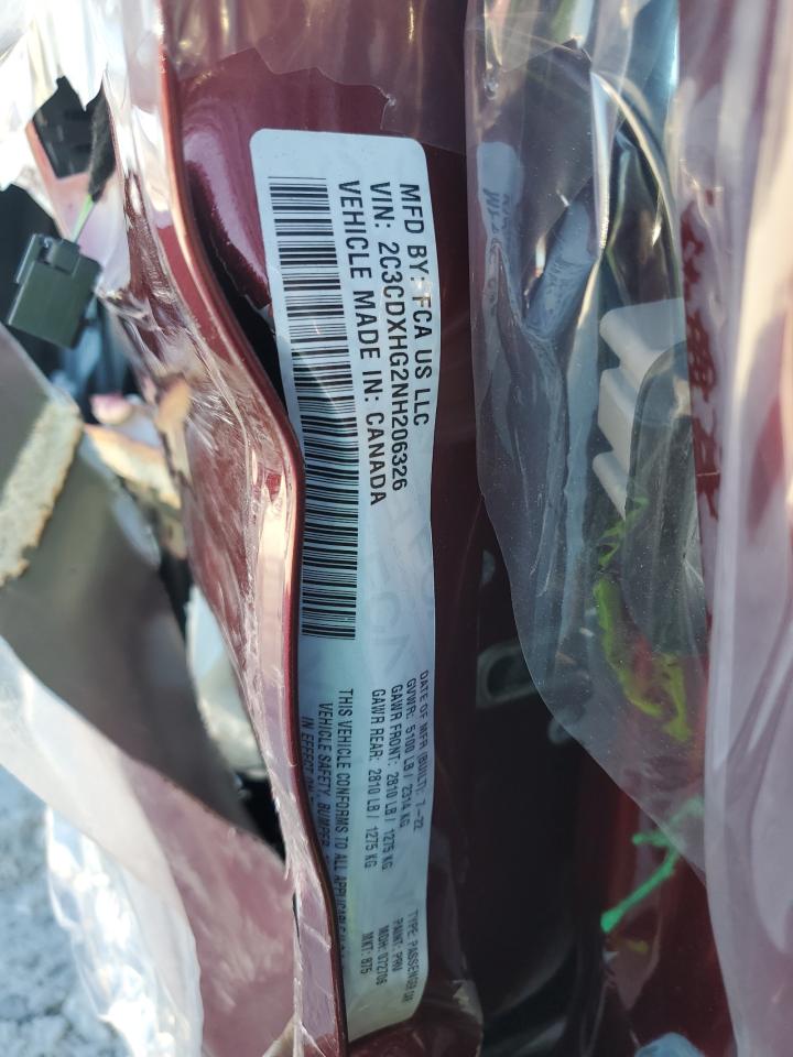 2022 DODGE CHARGER GT VIN:2C3CDXHG2NH206326