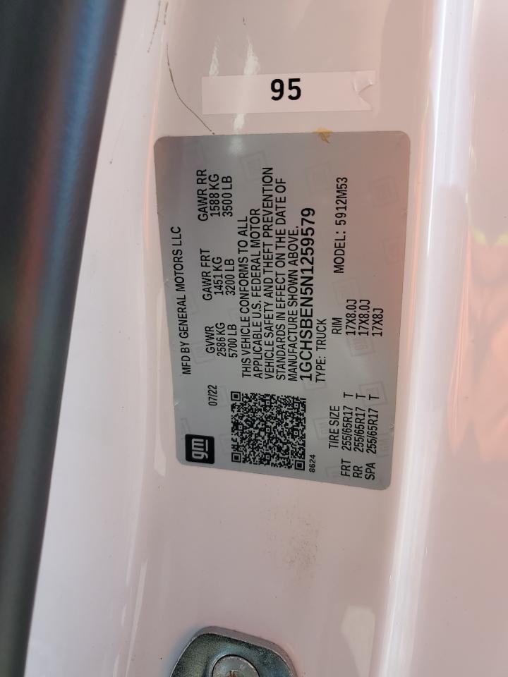 2022 CHEVROLET COLORADO VIN:1GCHSBEN5N1259579