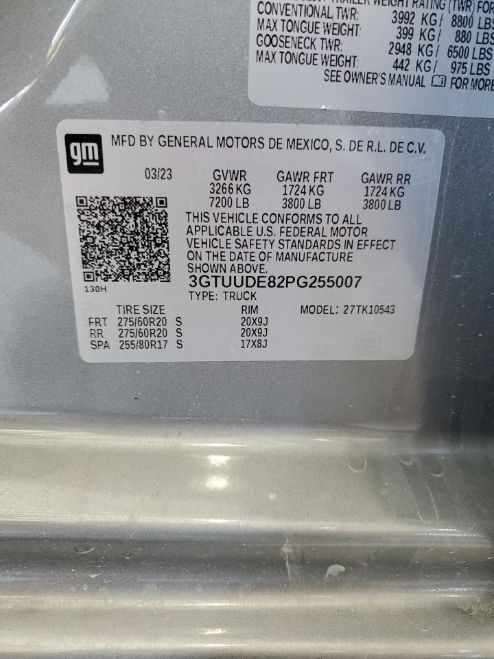 2023 GMC SIERRA K1500 SLT VIN:3GTUUDE82PG255007