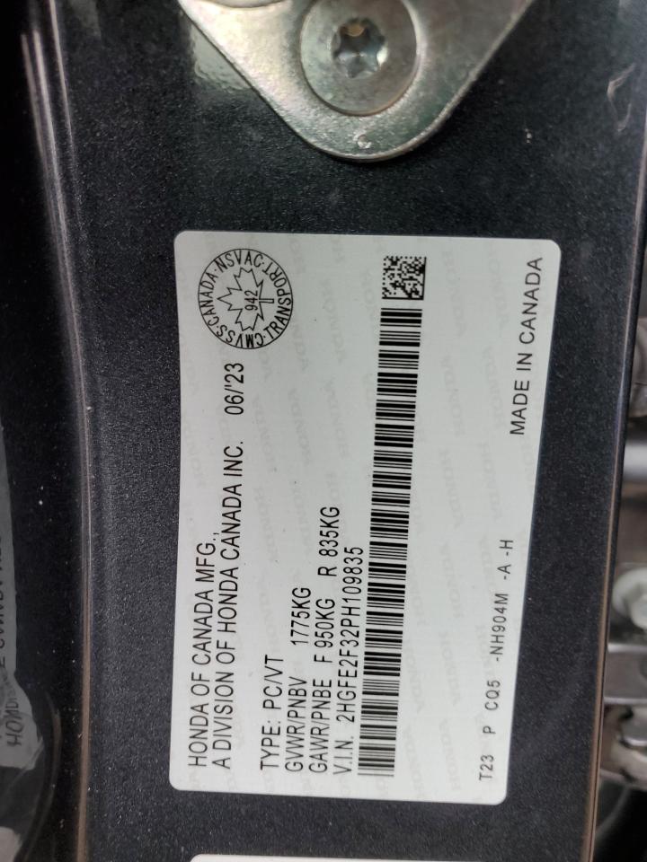 2023 HONDA CIVIC EX VIN:2HGFE2F32PH109835